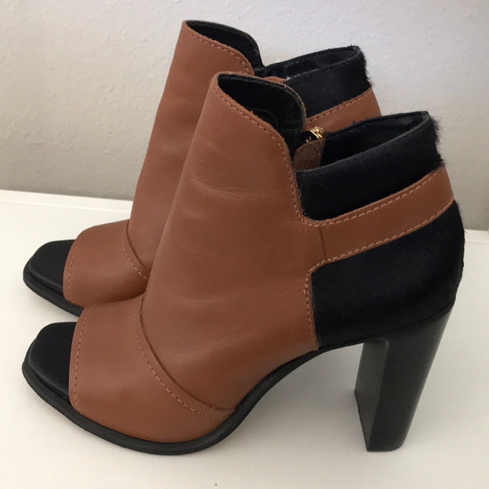 Leather peep-toe booties